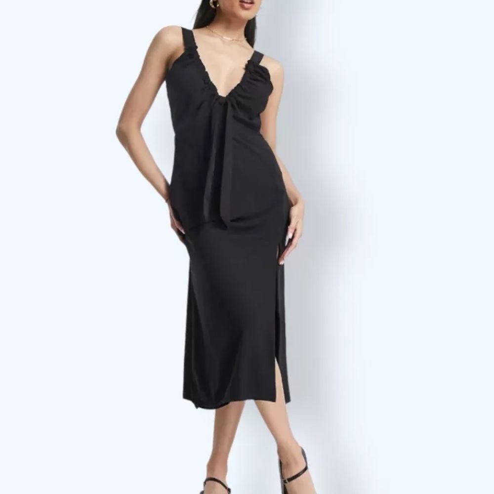 Abercrombie & fitch Cinched Neck Slip Midi Dress xxs